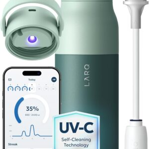 LARQ PureVis 2 Self Cleaning Water Bottle - UV Water Purifier with Filter Straw, Smart App Hydration Tracking, Insulated Stainless Steel