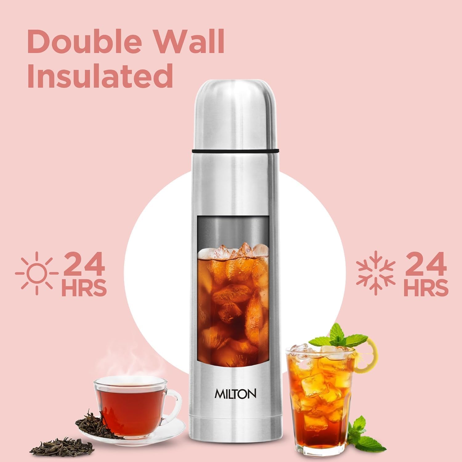 Milton Vacuum Flask for Hot Drink 1 Litre (34 oz), Stainless Steel Double Walled Insulated Water Bottle for 24 Hour Hot and Cold Drinks with Cover, Leak Proof, BPA Free, Thermosteel Flip Lid 1000 ml - Image 2